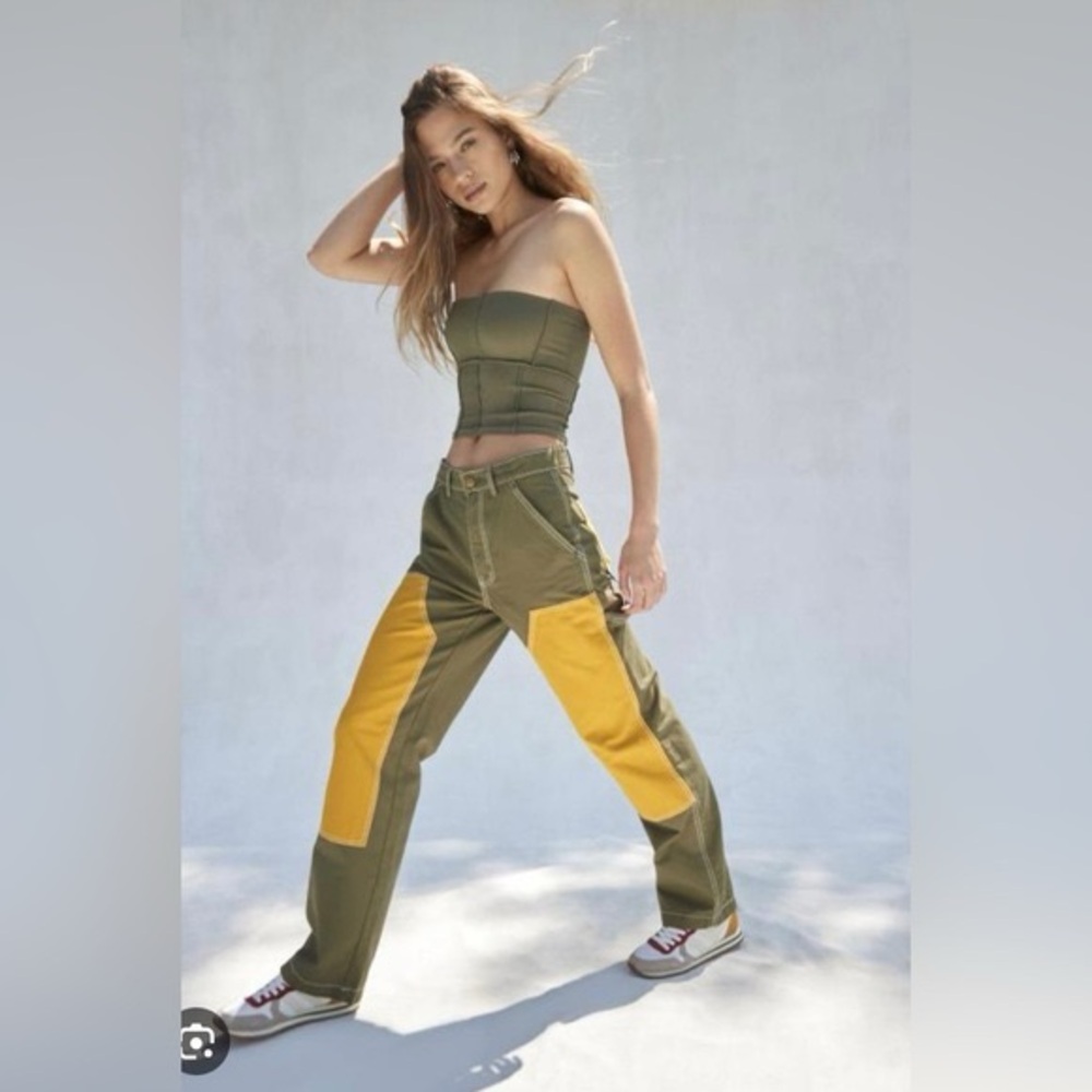BDG Two-Tone Olive and Yellow Wide Leg Pants